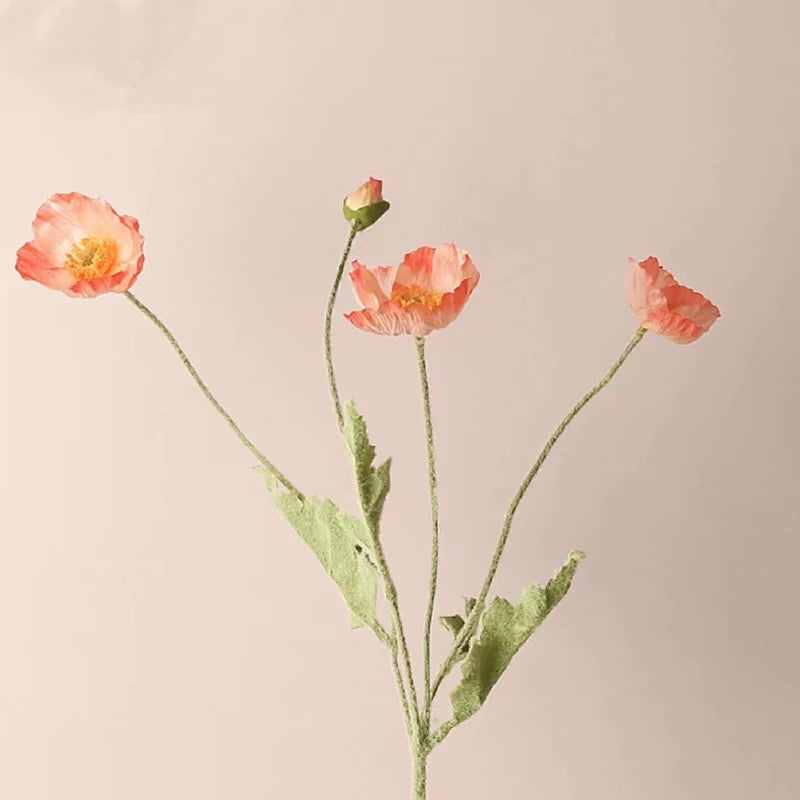 Artificial Silk Flowers Simulation Poppies Wedding Decoration Long Fake Poppy Branch Home Table Decor Ornaments Wedding Flowers