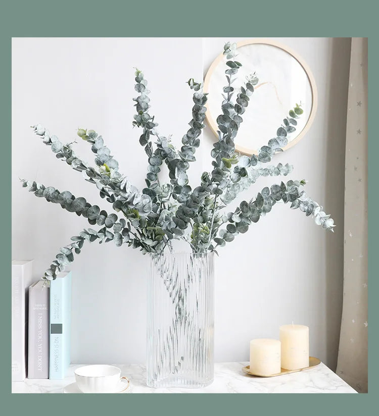 Real touch artificial eucalyptus branch leaf plants long leaf fake plants home decor dried artificial flowers wedding decoration
