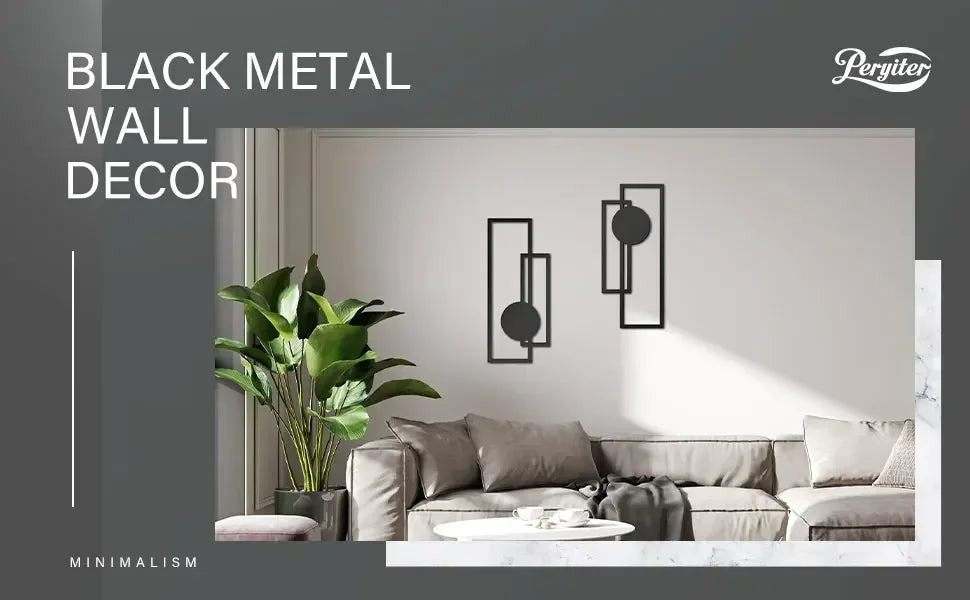2Pcs Metal Wall Decoration Metal Wall Art Minimalist Wall Art Abstract Metal Vertical Decorations Sculptures Geometric