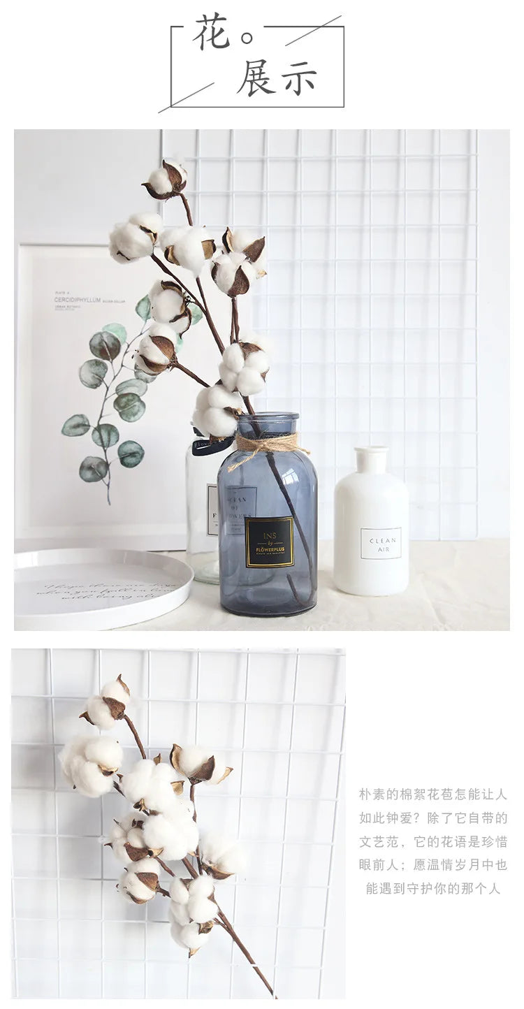 Naturally Dried Cotton Cheap Artificial Plants Floral Branch Vases Wedding Garden Party Decorations Fake Flowers Home Gift Decor