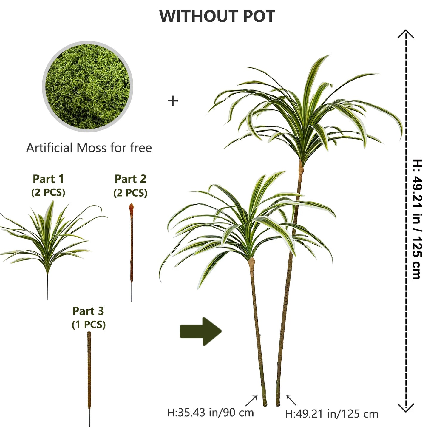50-230CM New Artificial Dracaena Tree plant branch plastic outdoor indoor fake plant for home garden room wedding festival decor