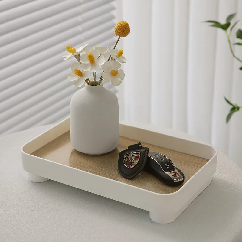 Wooden Desktop Storage Tray Perfume Aromatherapy Dressing Table Cosmetics Storage Box Multi-Function Porch Clutter Key Storage