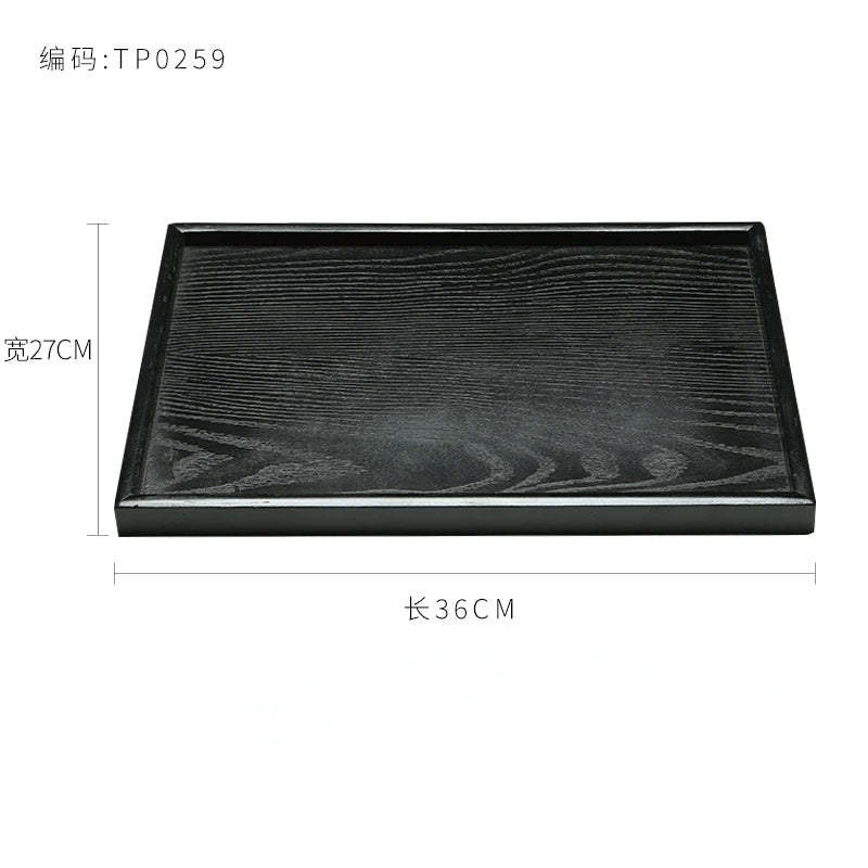 Black Wooden Tray Rectangular Solid Wood Flat Tray Restaurant Dessert Coffee Tray Household Tea Tray Trays Decorative