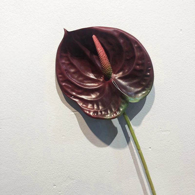 1Pcs Artificial Plants 57cm Real Touch Anthurium Fake Flowers Simulation Anthurium Artificial Flowers Wedding Home Decor