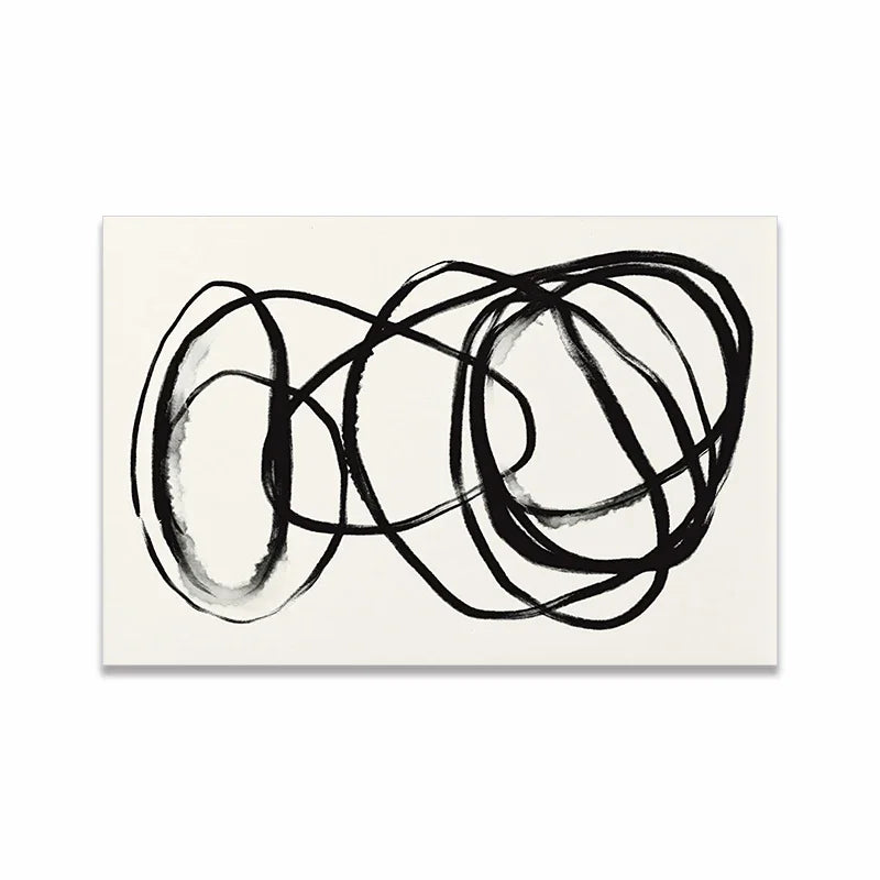 Scandinavian Minimalist Wall Art Modern Black and White Abstract Oil Painting Poster Print Home Bedroom Living Room Decoration