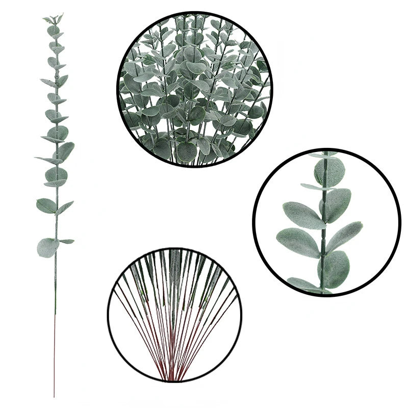 12 Pcs Artificial Eucalyptus Leaves Green Fake Plant Branches for Wedding Party Outdoor Home Garden Table Decoration Wreath