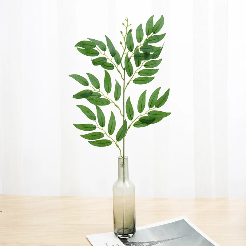 5pcs Artificial Plants Green Willow Leaves Silk Bouquet Home Garden For Vase Wedding Party Decoration Fake Flowers Grass Wreath