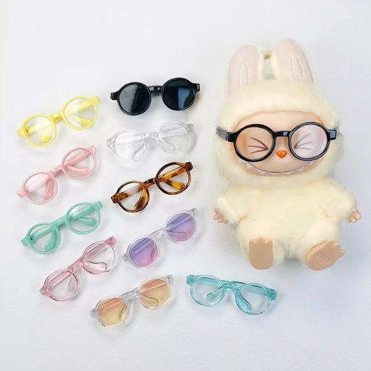 Labubu 6.5cm Glasses Accessories Transparent Plastic Glasses for 15-17cm Labubu Plush Doll DIY Toys for Labubu Sunglasses ﻿