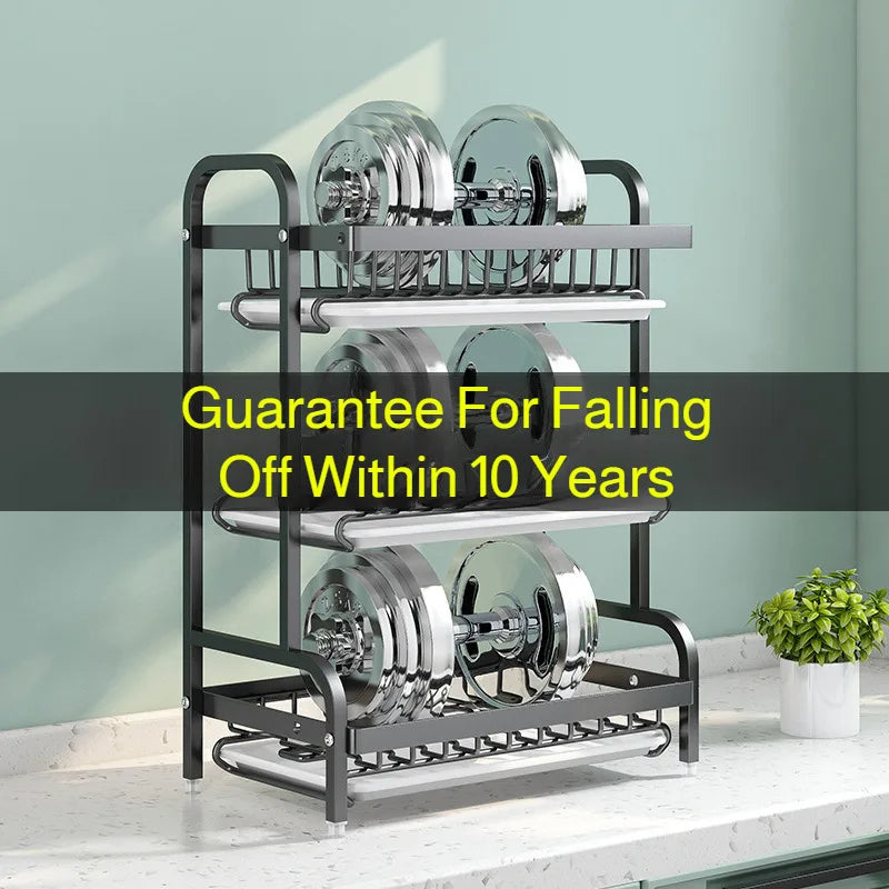 【Multi-Functional Kitchen Storage Rack】Dish Plate Organizer with Drainage Rack Countertop Utensil Holder for Chopsticks &