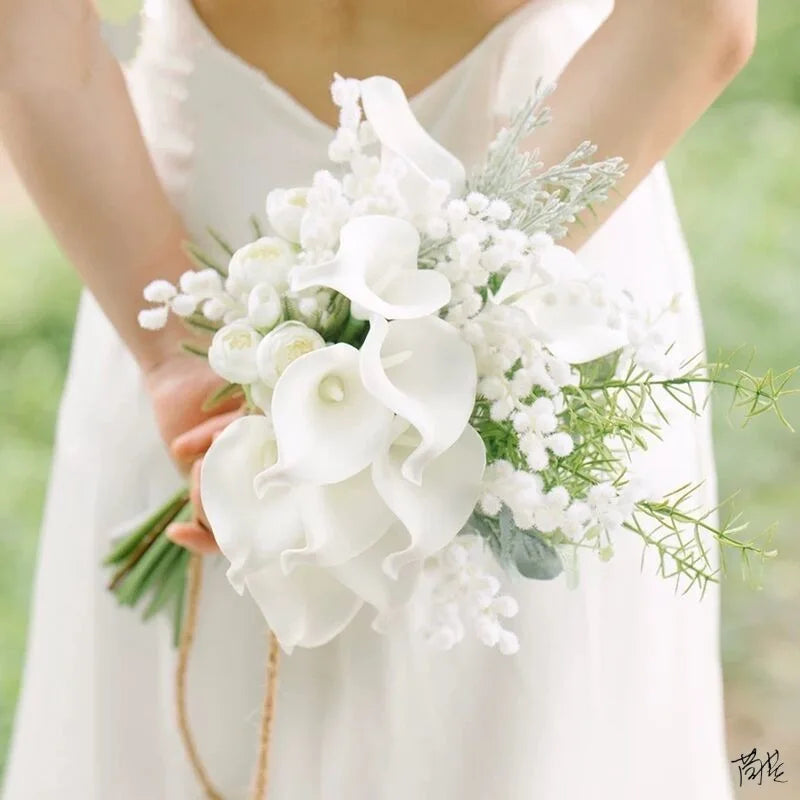 10/5Pcs Fake Calla Lily Artificial Flower Decorations for Home 37cm Flower Wedding Bridesmaids Bouquet