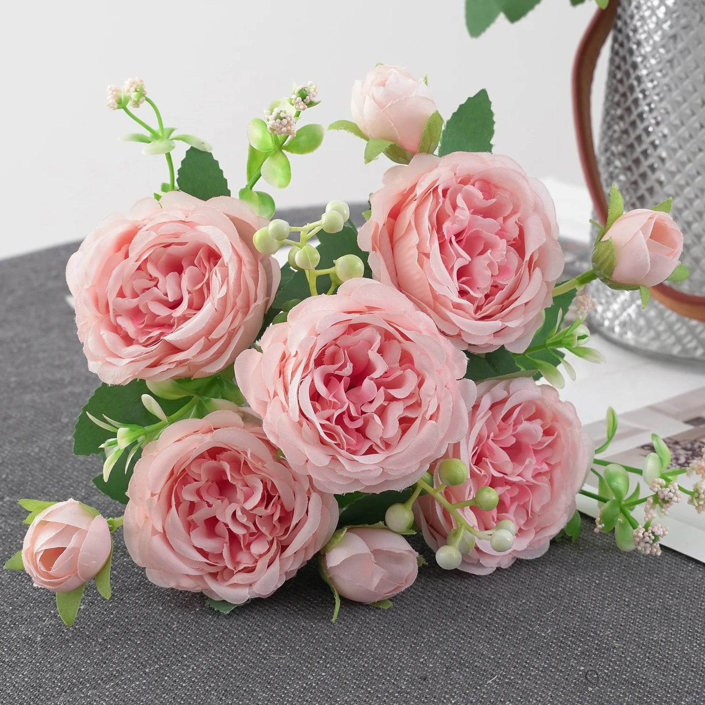 1pc Artificial Flower for Decoration Fake Flowers Silk Peony Faux Bouquet Plastic Arrangements for Home Bridal Wedding Party