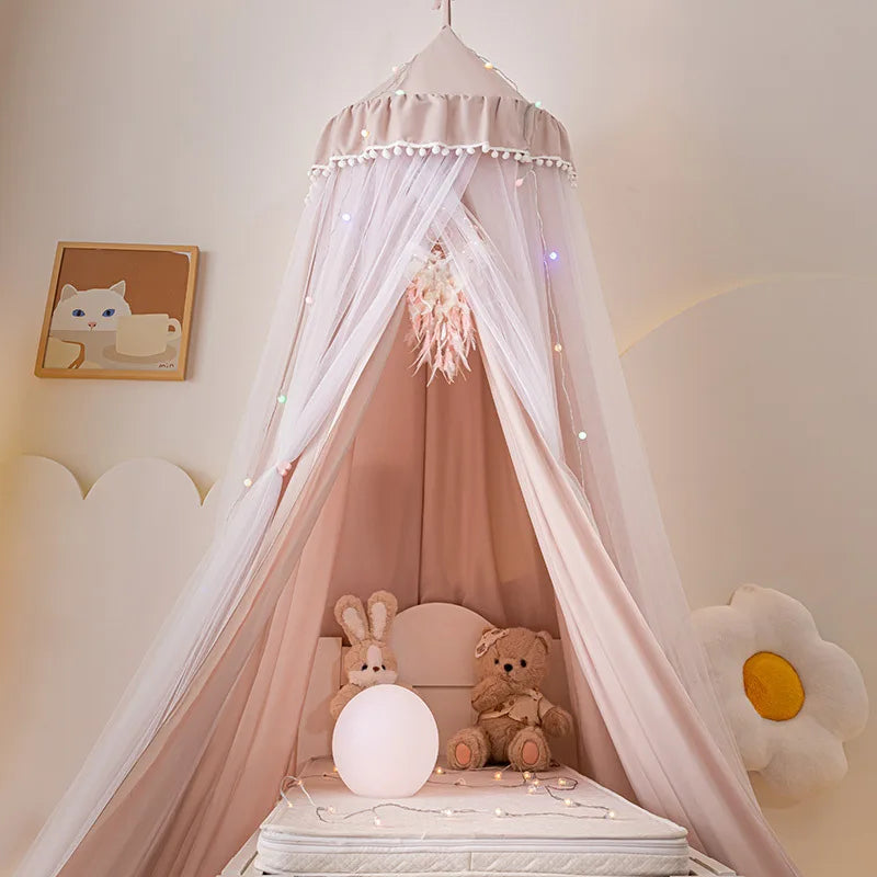 Dome bed curtain children's indoor light-proof bed curtain windproof bedside ceiling blackout double-layer mosquito net curtain