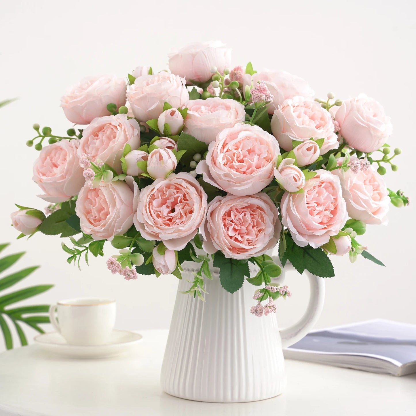 1pc Artificial Flower for Decoration Fake Flowers Silk Peony Faux Bouquet Plastic Arrangements for Home Bridal Wedding Party