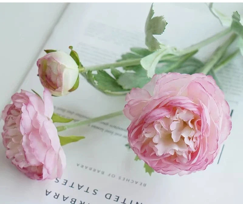 3 Heads Elegant Artificial Flowers Silk Peony Bouquet Home Decor Party Bride Wedding Decorations pink Fake peonies Plants