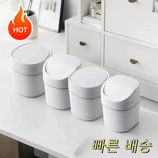 Mini Countertop Trash Can with Lids, Small Trash Can, Suitable for Bathrooms, offices, bedrooms, and desks