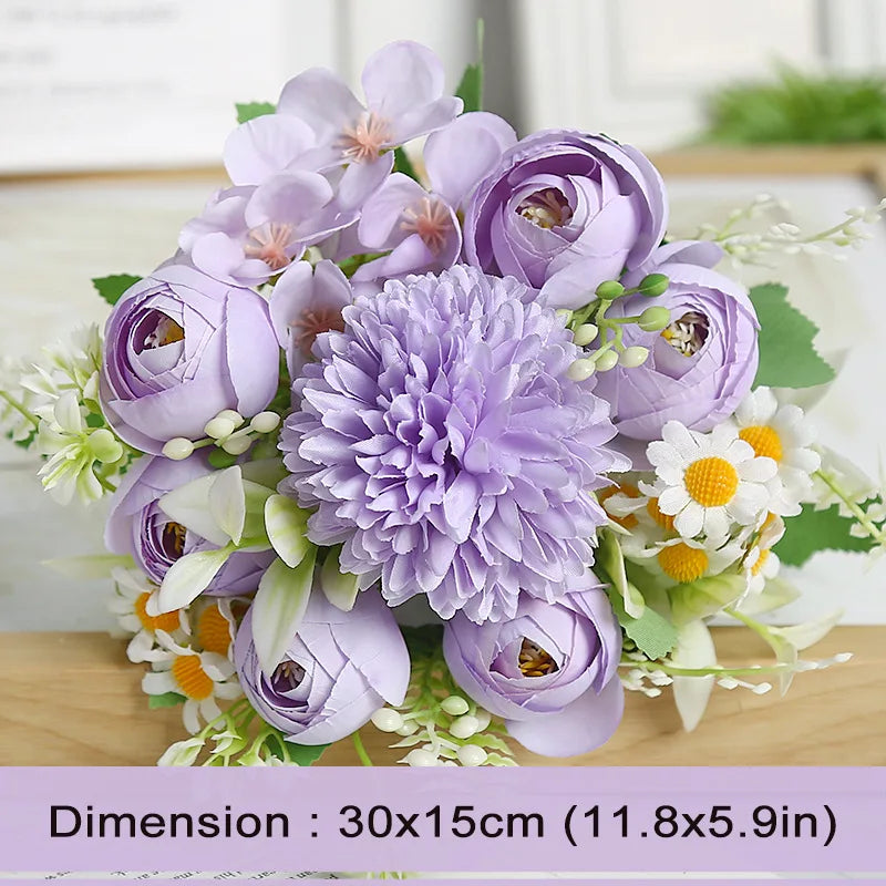 1pc Artificial Flower for Decoration with 7 Fake Flowers Faux Bouquet Arrangements for Home Bridal Wedding Party Chrysanthemum