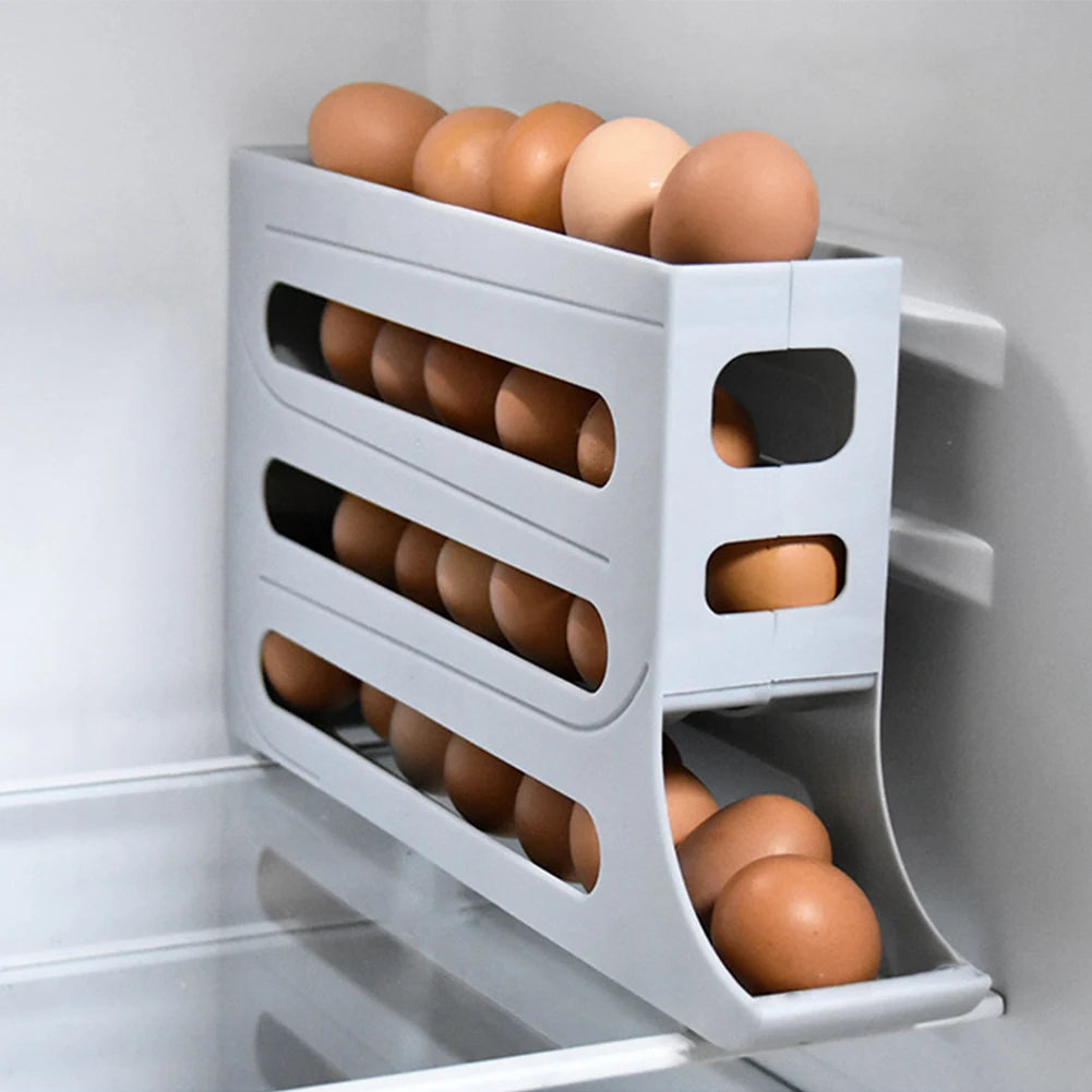 4 Layers Automatic Rolling Egg Storage Holder Fridge Eggs Storage Box Container Kitchen Organizer Refrigerator Egg Dispenser