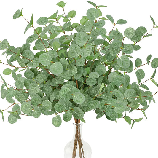1pc Artificial Eucalyptus Stems Fake Plants 60cm Tall Fake Silver Dollar Leaves Greenery Plant Branches for Home Wedding Decor