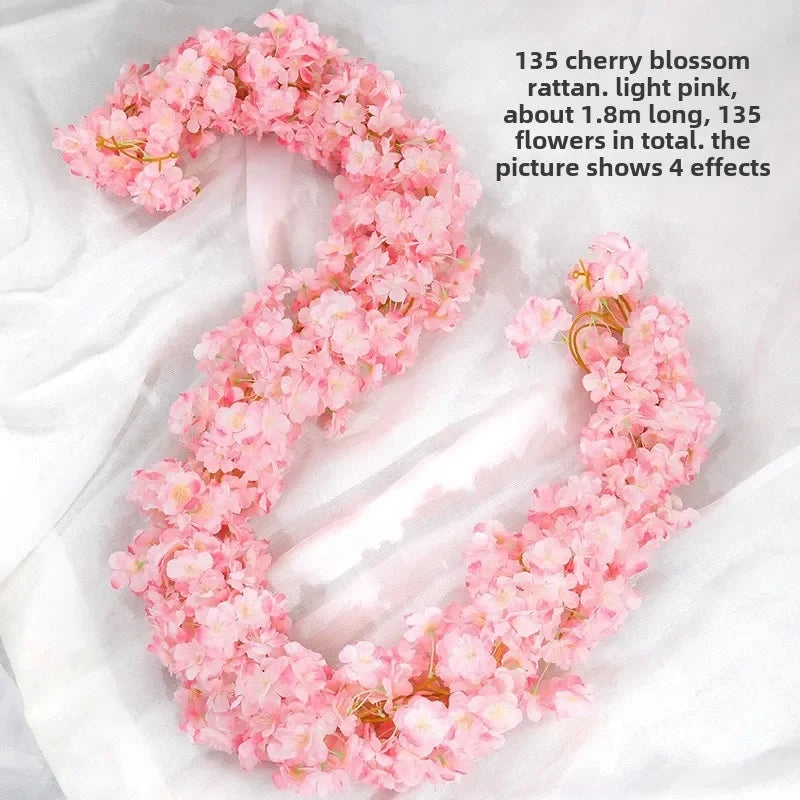 Artificial Cherry Blossom Flower Vines Fake Flowers Hanging Silk Flowers Garland for Wedding Party Garden Home Decor