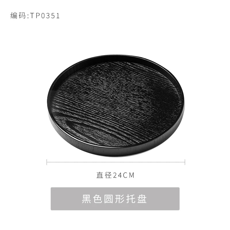 Black Wooden Tray Rectangular Solid Wood Flat Tray Restaurant Dessert Coffee Tray Household Tea Tray Trays Decorative
