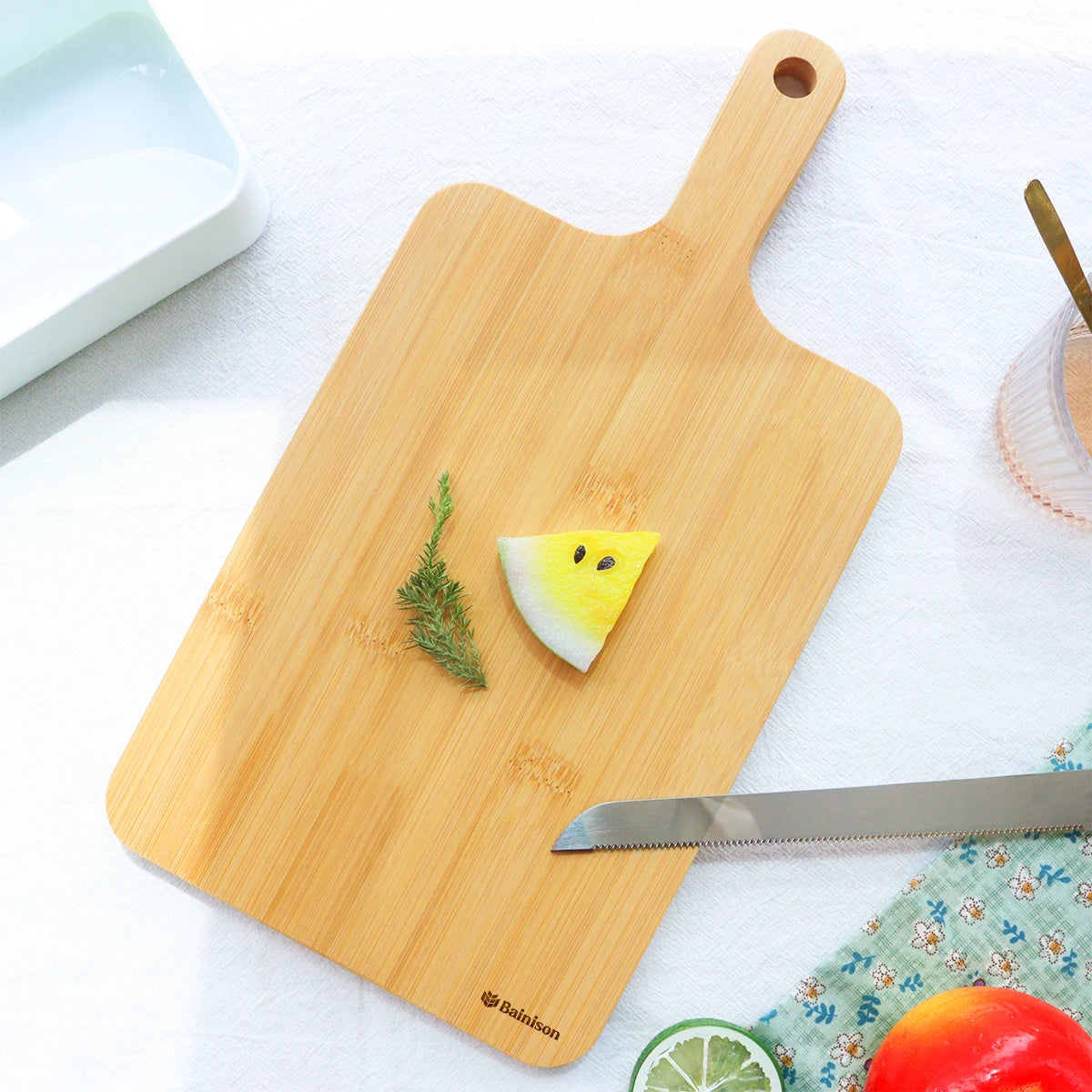 Bainison【Multipurpose】Bamboo Cutting Board for Kitchen Prep & Outdoor Meals – Foldable, Lightweight & Odor-Resistant