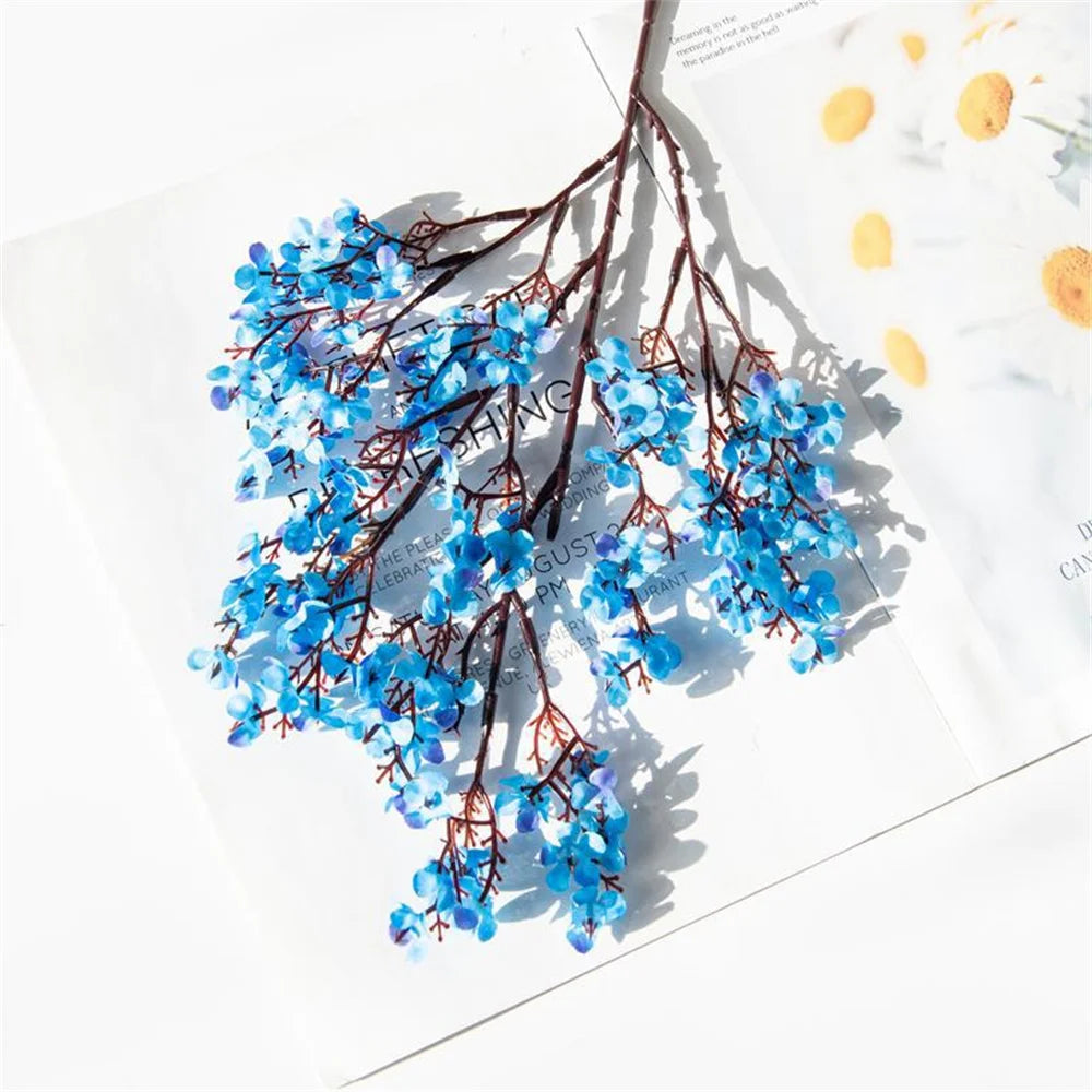 Artificial Plants Beautiful Blue BabysBreath Christmas Decor Fake Plastic Flowers for Home Wedding Bridal Festival Party Vase