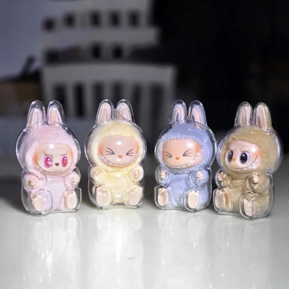 Labubu Case Sitting Party Transparent Protective Shell Dust Cover Protect Knapsack Hanging Decorations Christmas Gift Kids Toy
