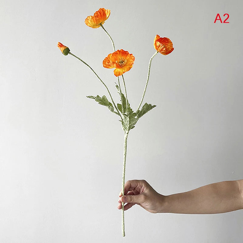 High Quality Beautiful Artificial Poppy Silk Flowers Fake Flower for Home Wedding Salon Party Luxury Decoration