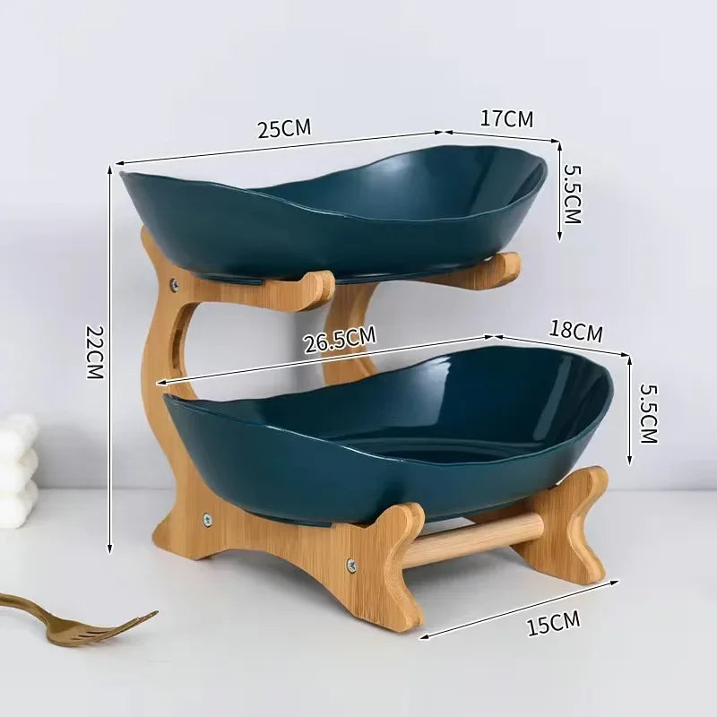 1/2/3 Layer Fruit Plate Light Luxury Plastic Wooden Snack Nuts Candy Dish Creative Salad Bowl Table Living Room Home Kitchen