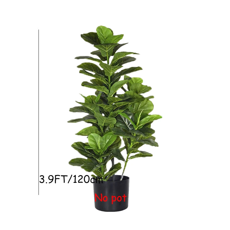 3.9FT Tropical Tree Large Artificial Ficus Plants Branches Plastic Fake Leafs Green Banyan Tree For Home Garden Room Shop Decor