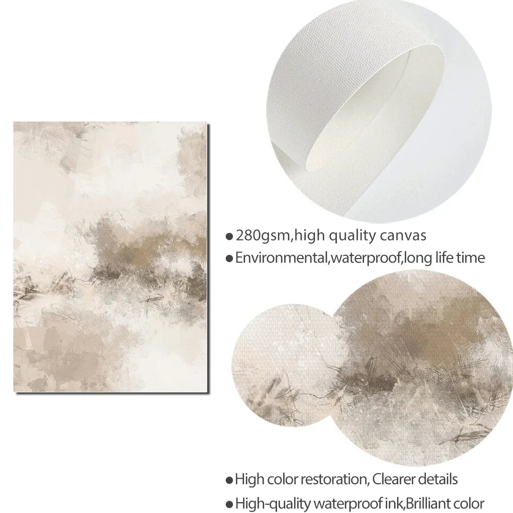 Scandinavian Minimalist Wall Art Neutral Abstract HD Canvas Oil Painting Poster Print Home Bedroom Living Room Decoration