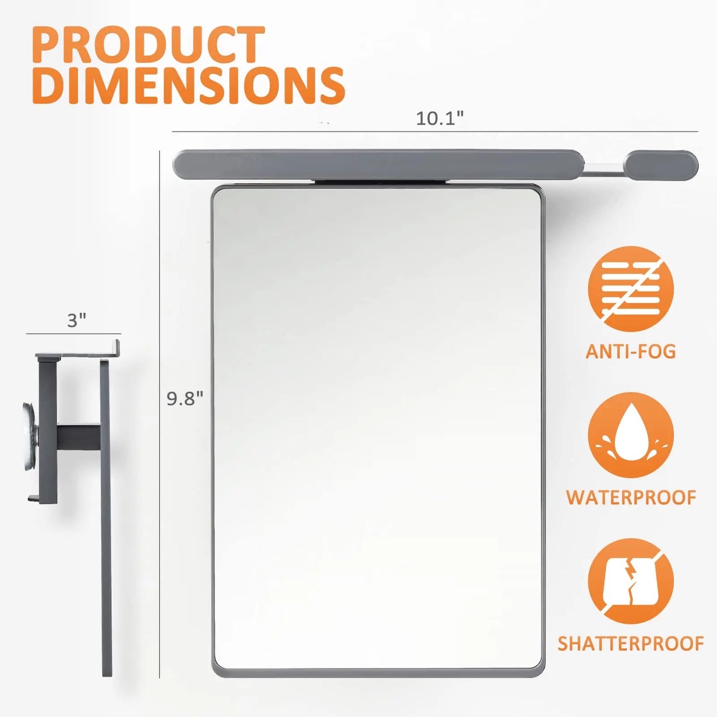 TAILI Acrylic Mirror With Wall Suction Shower Mirror with Razor Holder For Man Shaving Fogless Women Makeup Portable Bathroom