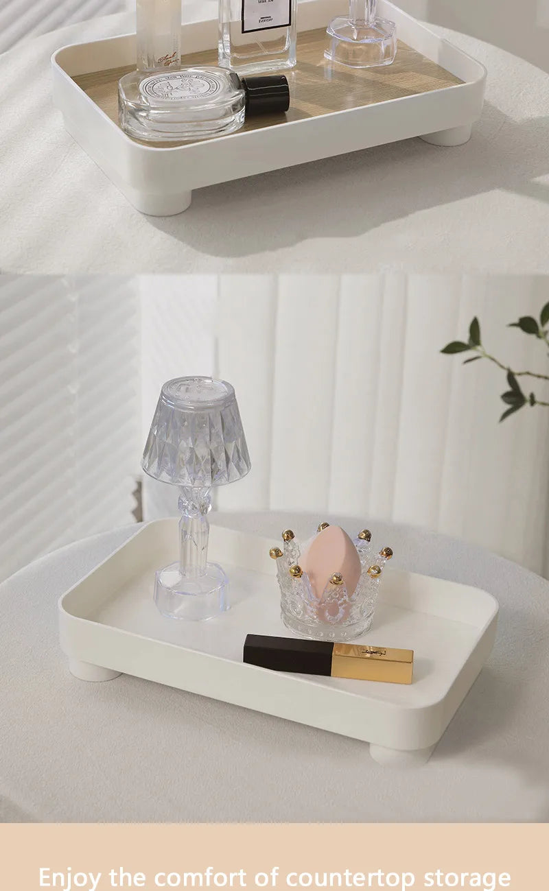 Wooden Desktop Storage Tray Perfume Aromatherapy Dressing Table Cosmetics Storage Box Multi-Function Porch Clutter Key Storage