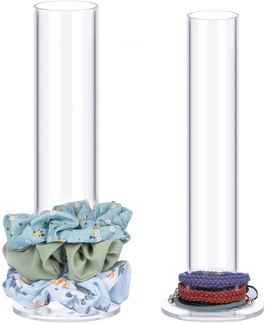 Byken 2Pcs Acrylic Scrunchie Holder Organizer,Hair Ties Holder for Bathroom,Clear Hair Accessories Bowknot Organizer,Room Decor for Girls
