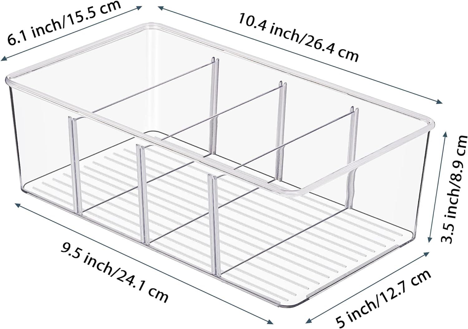 8 Pack Food Storage Organizer Bins, Clear Plastic Bins for Pantry, Kitchen, Fridge, Cabinet Organization and Storage, 4 Compartment Holder for Packets, Snacks, Pouches, Spice Packets
