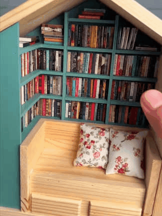 Anxiety Bookroom Creative Anxiety Resistant Bookshelf Mini Book Matchbox Mini Wooden Sensory Study Decoration
